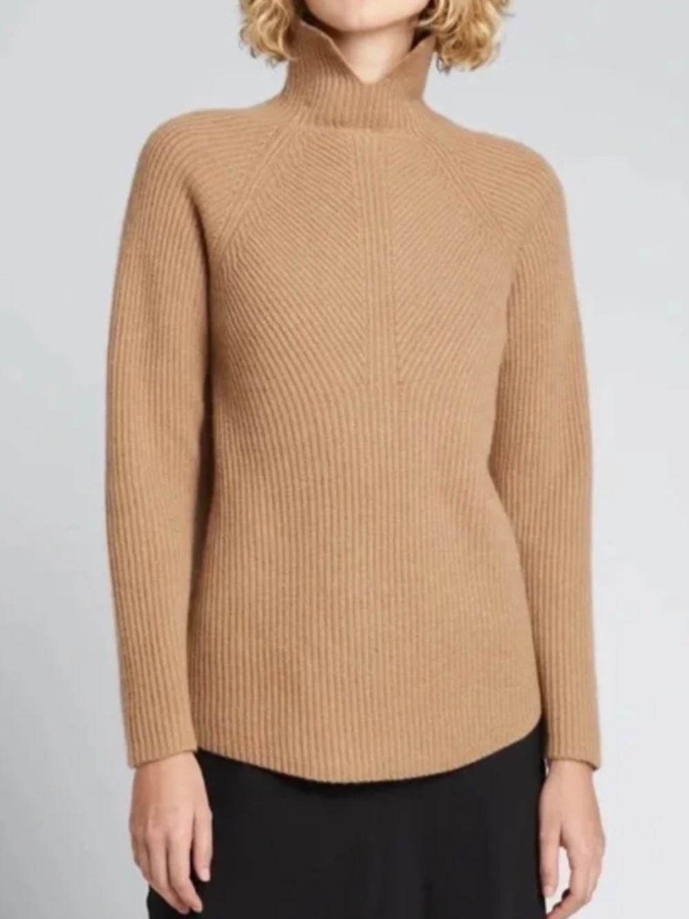 THEORY Moving Rib-Knit Cashmere Turtleneck Sweater Small